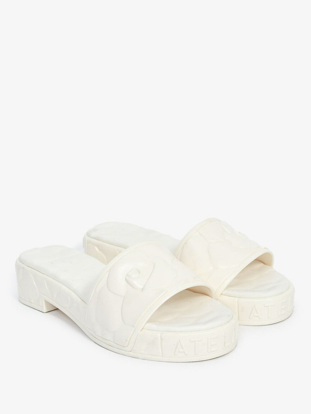 VALENTINO GARAVANI Atelier 03 Floral Rubber Slides In Avorio EU 38 US 8 Org $450